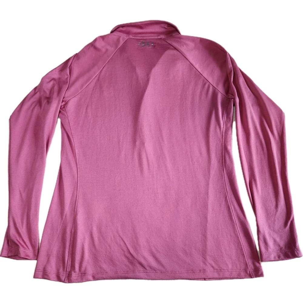 UNDER ARMOUR Performance Quarter Zip Shirt Womens XL Pink Fitted Long Sleeve - Picture 2 of 7